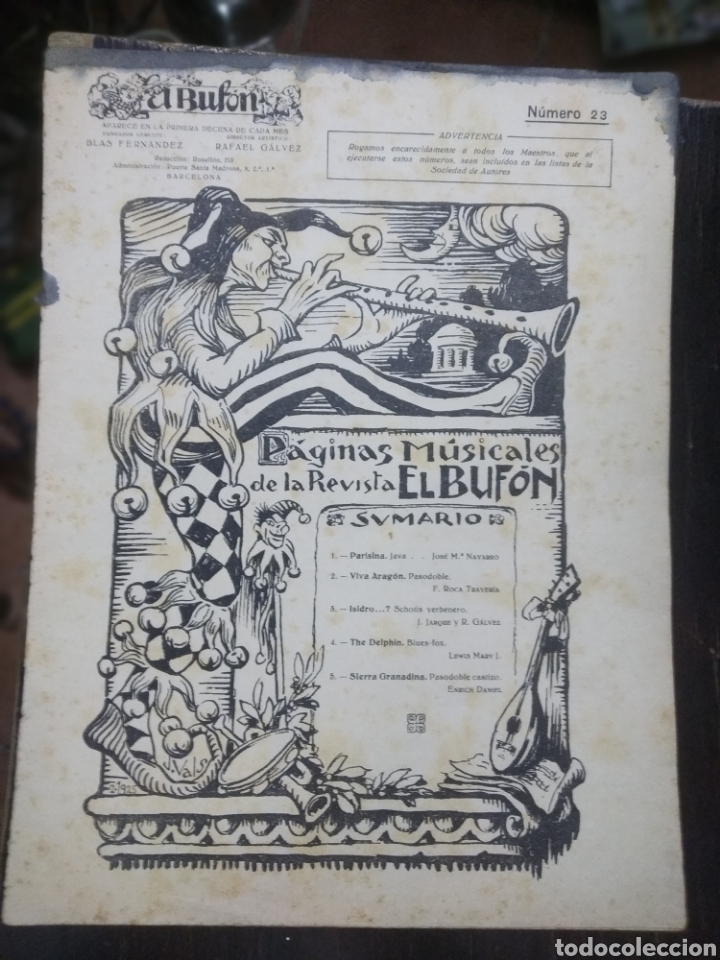 Musical scores: EL BUF&Oacute;N. REVISTA MUSICAL. N&ordm; 23. P&Aacute;GINAS MUSICALES DE LA. A&Ntilde;OS 10.