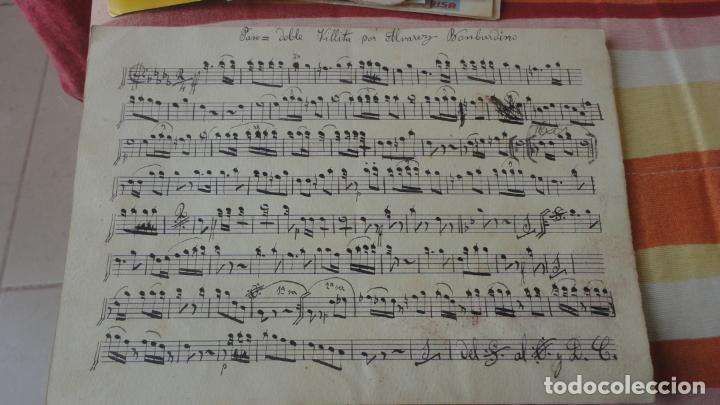 Partiture musicali: ANTIGUA PARTITURA MANUSCRITA.PASO-DOBLE. VILLITA. ALVAREZ.BOMBARDINO.
