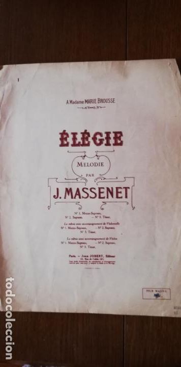 Partitions Musicales: El&eacute;gie n&deg;1 - por J. Massenet