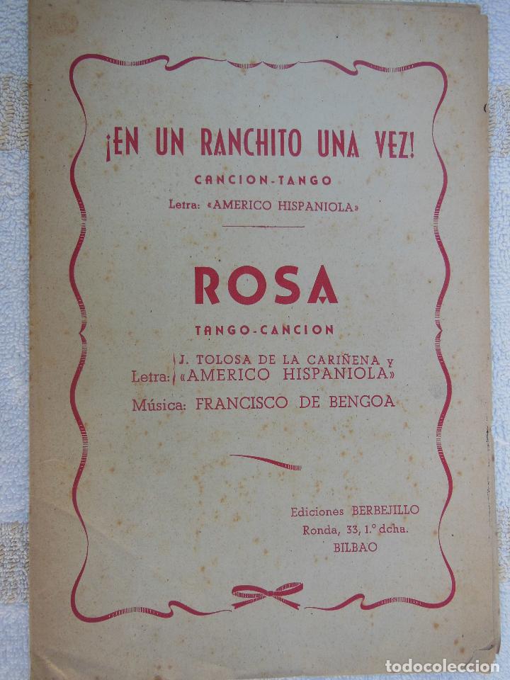 Musical scores: ROSA, &iexcl;EN UN RANCHITO UNA VEZ! Americo Hispaniola (letra), Francisco de Bengoa (m&uacute;sica)
