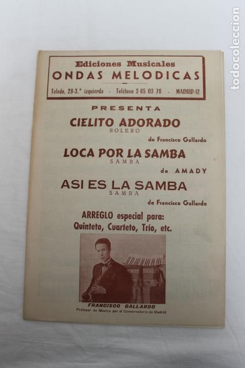 Partiture musicali: PARTITURAS CIELITO ADORADO, LOCA POR LA SAMBA, ASI ES LA SAMBA, EDICIONES ONDAS MELODICAS