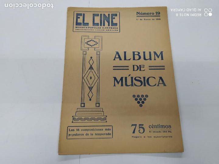 Partituras musicais: ANTIGUA REVISTA PARTITURAS MUSICA EL CINE ALBUM DE MUSICA NUMERO 19 ENERO 1918