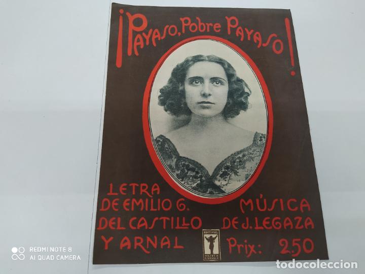 Partituras musicais: ANTIGUA PARTITURA MUSICA PAYASO POBRE PAYASO