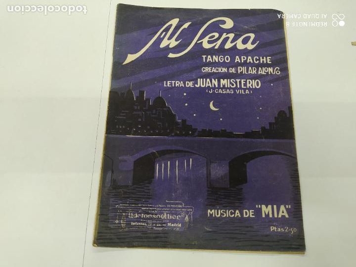 Partituras musicais: ANTIGUA PARTITURA MUSICA AL SENA TANGO APACHE