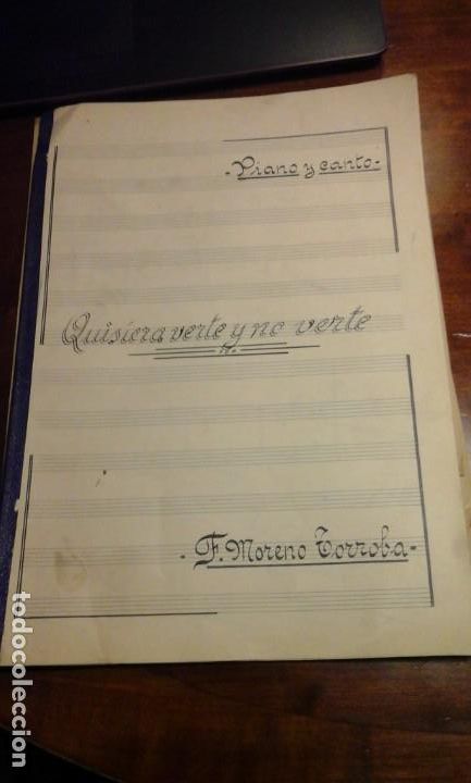 Partituren: Federico Moreno Torroba: QUISIERA VERTE Y NO VERTE (partitura manuscrita para canto y piano) (Madrid
