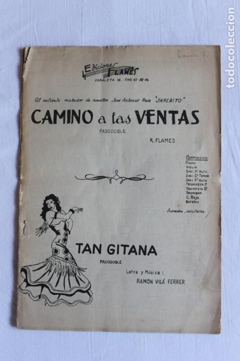 Partitions Musicales: PARTITURAS CAMINO A LAS VENTAS Y TAN GITANA, PASODOBLE