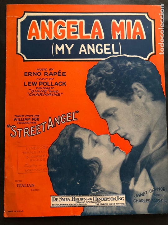 Partituren: Partitura piano de el &aacute;ngel de la calle.janet Gaynor charles farrell