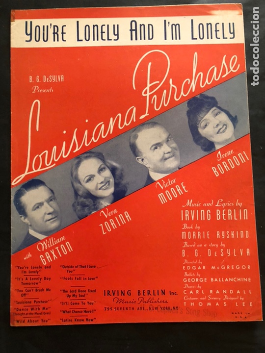 Partituren: Partitura piano Louisiana perchases.william gaxton vera zorina V&iacute;ctor moore irene bordoni