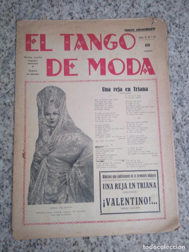 Partituren: ANTIGUA REVISTA Y PARTITURA, EL TANGO DE MODA, N&ordm; 63 Ofelia de Arag&oacute;n Valentino.