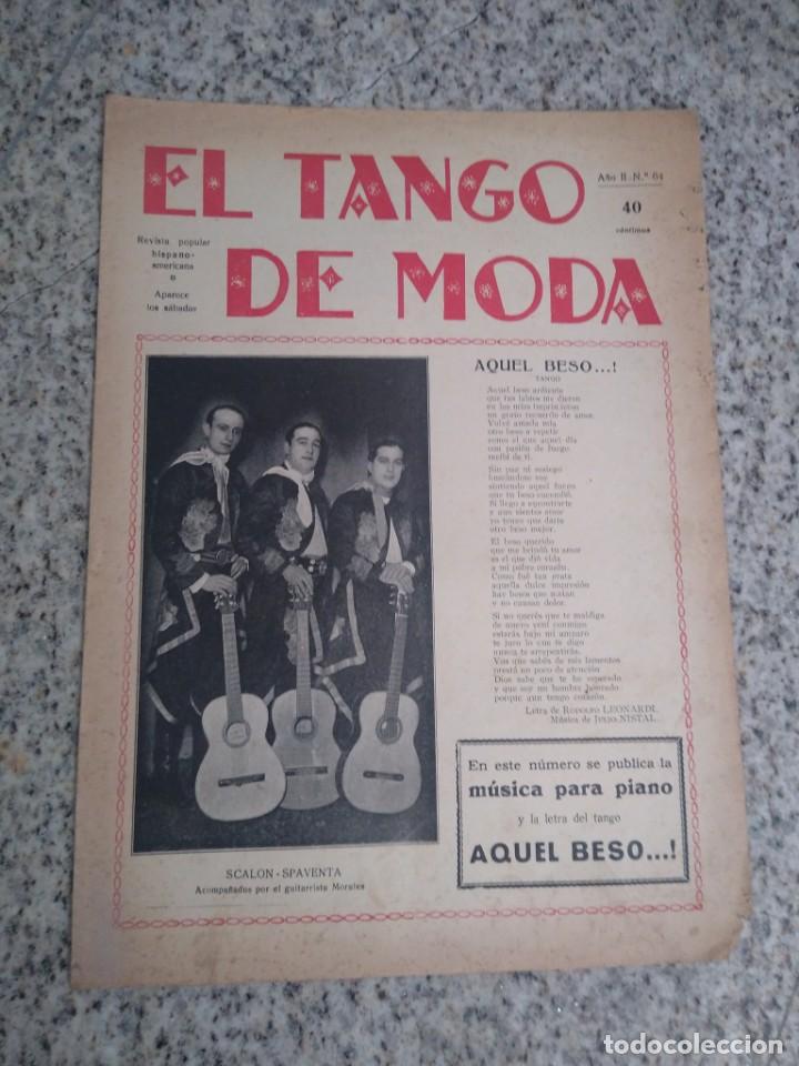 Partituren: ANTIGUA REVISTA Y PARTITURA, EL TANGO DE MODA, N&ordm; 64 Scalon Spaventa. Aquel beso.