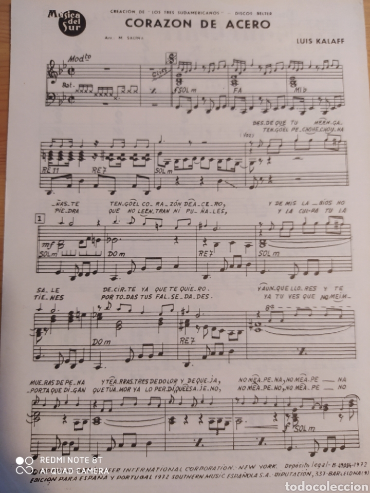 Musical scores: CORAZ&Oacute;N DE ACERO Y OBATAL&Aacute;. PARTITURAS. PARA SAXO, TROMPETA, BAJO, BATER&Iacute;A, INCLUYE LETRAS. SOUTHERN