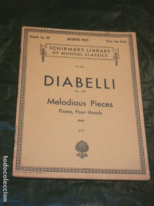 Musical scores: DIABELLI OP.149 MELODIOUS PIECES - PIANO, FOUR HANDS - SCHIRMER'S LIBRARY
