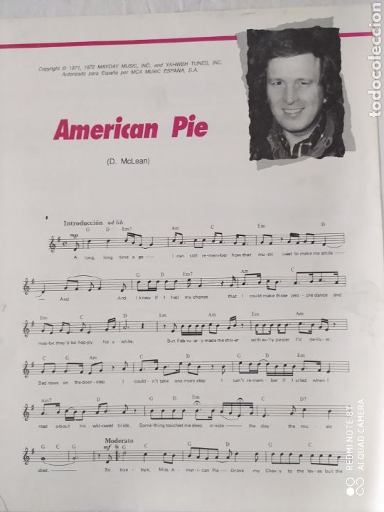Partituras musicales: Partitura American Pie D. McLean