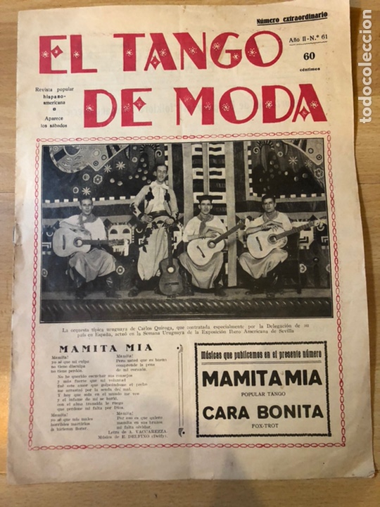 Partituren: El tango de moda 61 orquesta uruguaya de Carlos Quiroga.mamita mia.cara bonita
