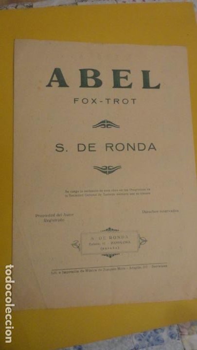 Partituren: ANTIGUA PARTITURA. S.DE RONDA. ABEL. FOX-TROP. PAMPLONA.