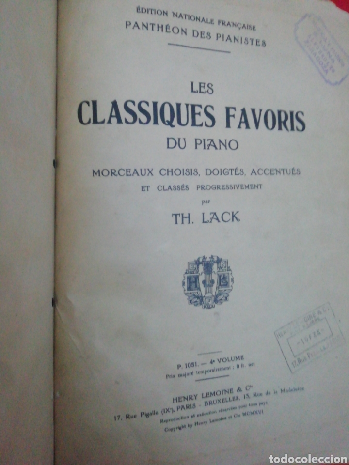 Partituren: ANTIGUA PARTITURA. TH. LACK. LES CLASSIQUES FAVORIS DU PIANO. 4&ordm; volume Mozart, Beethoven, ..1916
