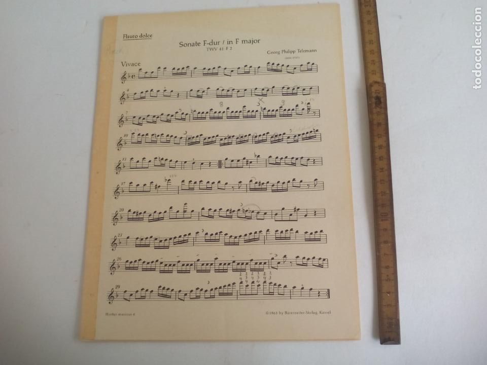 Partituren: SONATE F-DUR IN F MAJOR. GEORG PHILIPP TELEMANN. 1963. B&Auml;RENREITER VERLAG. FLAUTO DOLCE