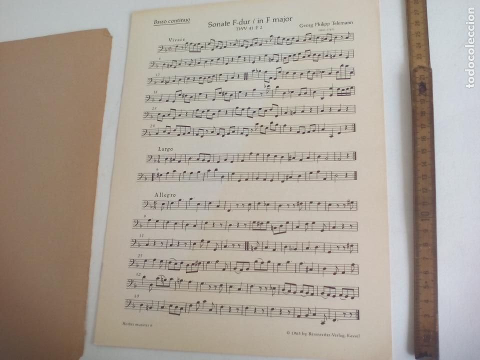 Partituren: SONATE F-DUR IN F MAJOR. GEORG PHILIPP TELEMANN. 1988. BASSO CONTINUO B&Auml;RENREITER VERLAG. PARTITURA