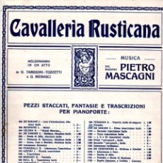 Partituras musicales: MASCAGNI : CAVALLERIA RUSTICANA -PRELUDIO (SONZOGNO, 1893). Lote 244884485