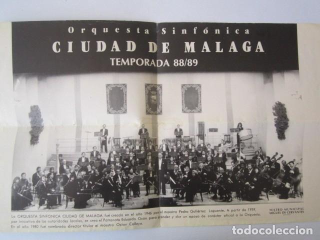 Partituras musicales: PROGRAMA DE LA ORQUESTA SINFONICA DE MALAGA 1988/89 - Foto 2