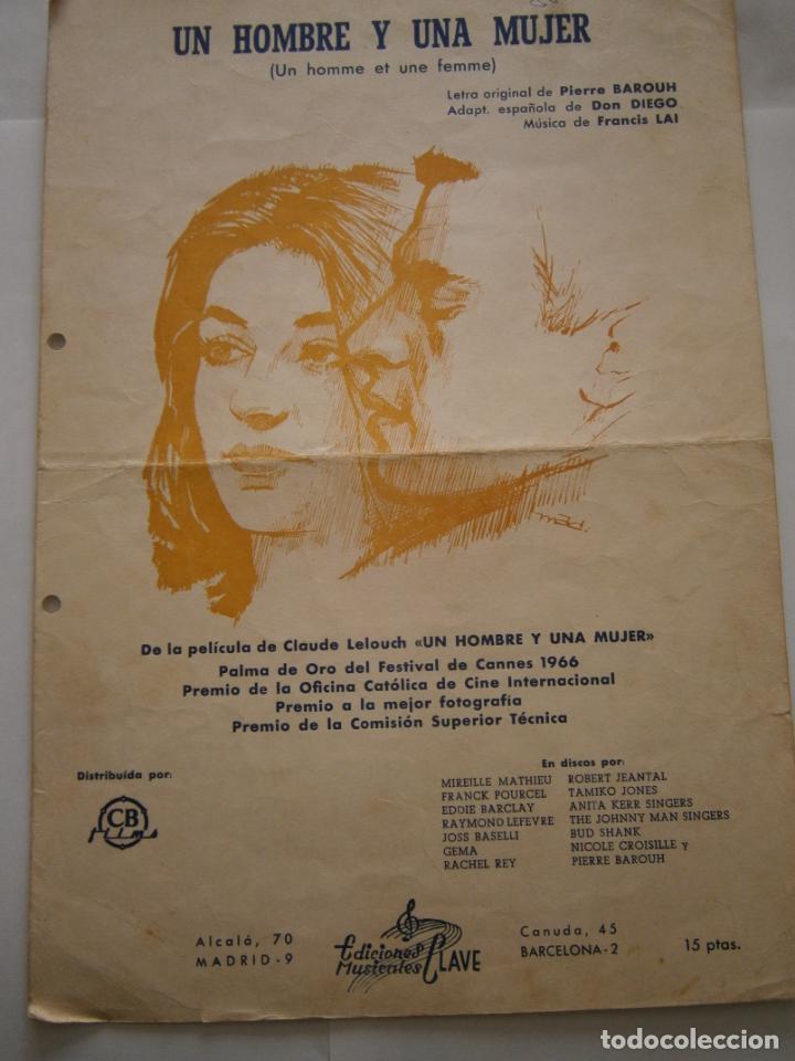 Partiture musicali: ANTIGUA PARTITURA MUSICAL - UN HOMBRE Y UNA MUJER