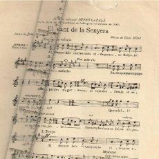 Partituras musicales: 1896 ”EL CANT DE LA SENYERA” LLETRA DE JOAN MARAGALL - MÚSICA DE LLUIS MILLET