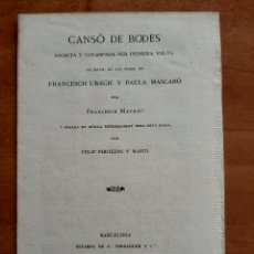 Partituras musicales: 1875 CANSÓ DE BODES - FRANCESH MATHEU - PARTITURA. Lote 301585068