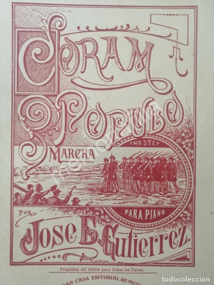 Partituras musicales: RARISIMA PARTITURA ANTIGUA 1903 DE. JOSE E. GUTIERREZ. CORAM POPULO - Foto 2 - 312376078