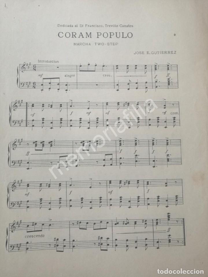 Partituras musicales: RARISIMA PARTITURA ANTIGUA 1903 DE. JOSE E. GUTIERREZ. CORAM POPULO - Foto 3 - 312376078