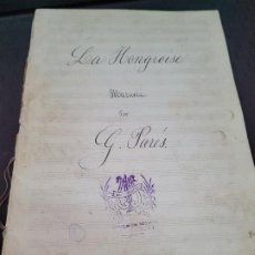 Partituras musicales: ANTIGUA PARTITURA MANUSCRITA LA HONGROISE MAZURCA G. PARES SELLO MARCELINO MARTINEZ ALMANSA ALBACETE. Lote 315008303