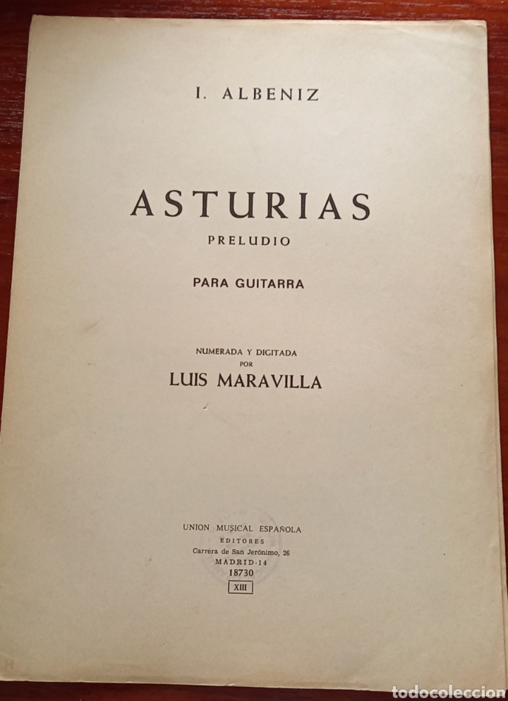 Partituras musicais: Partitura antigua Asturias. Isaac Albeniz. Preludio para guitarra