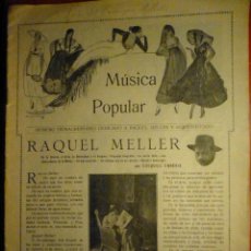 Partituras musicales: MUSICA POPULAR - EXTRAORDINARIO RAQUEL MELLER - PARTITURAS - 28 PAG. 25 X 34,5 CM