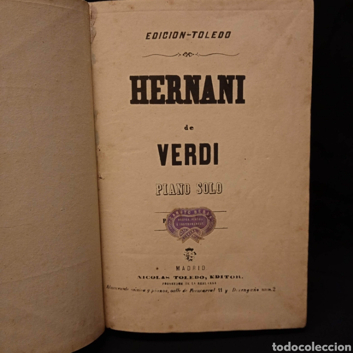 Partitions Musicales: PARTITURAS DE HERNANI Y TRAVIATA PARA PIANO SOLO - GIUSEPPE VERDI