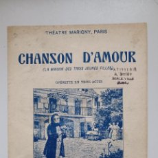Partituras musicales: PARTITURA CHANSON D'AMOUR, FRANZ SHUBERT. Lote 346983108