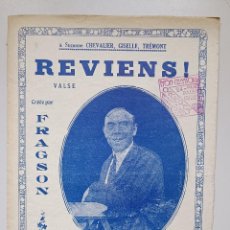 Partituras musicales: PARTITURA REVIENS FRAGSON, AÑO 1912. Lote 348279973