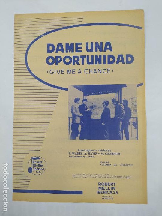 Partituras musicais: PARTITURA DAME UNA OPORTUNIDAD. S. WADEY. A. HAYES. M. GRAINGER. TDKR48