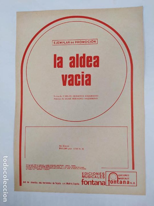 Partituras musicais: PARTITURA LA ALDEA VAC&Iacute;A. CARLOS HERMOSO ASQUERINO. TDKR48