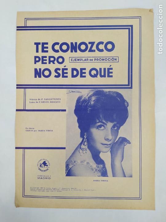 Partituren: PARTITURA TE CONOZCO PERO NO S&Eacute; DE QU&Eacute;. MAR&Iacute;A TERESA. P. SANANTONIO. TDKR49