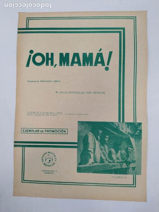 Partituren: PARTITURA &iexcl;OH, MAM&Aacute;!. LOS BRINCOS. FERNANDO ARBEX. TDKR49