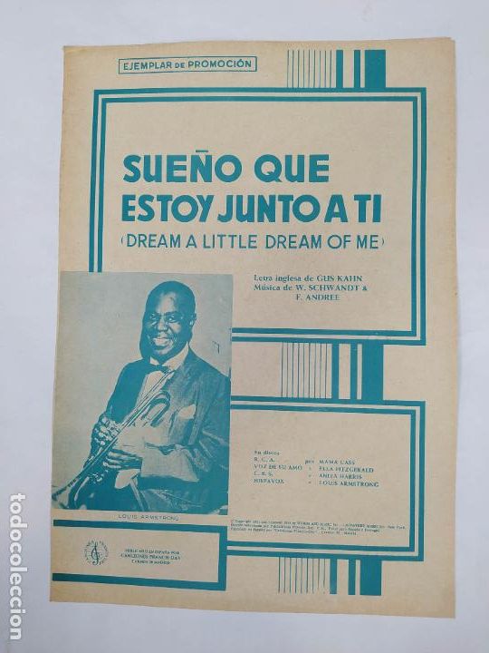 Partituren: PARTITURA SUE&Ntilde;O QUE ESTOY JUNTO A TI. MAMA CASS. ELLA FITZGERALD. LETRA GUS KAHN. TDKR49