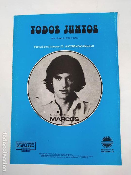 Partituren: PARTITURA TODOS JUNTOS. PEDRO GENE. FESTIVAL DE LA CANCI&Oacute;N 1973. 73 ALCOBENDAS MADRID. TDKR49