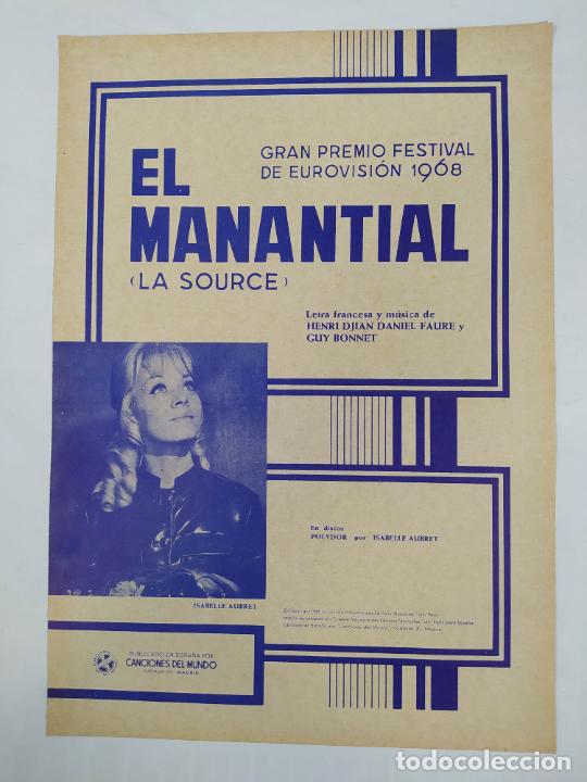 Partituren: PARTITURA EL MANANTIAL. LA SOURCE. ISABELLE AUBRET. HENRI DJIAN. FESTIVAL EUROVISI&Oacute;N 1968. TDKR49