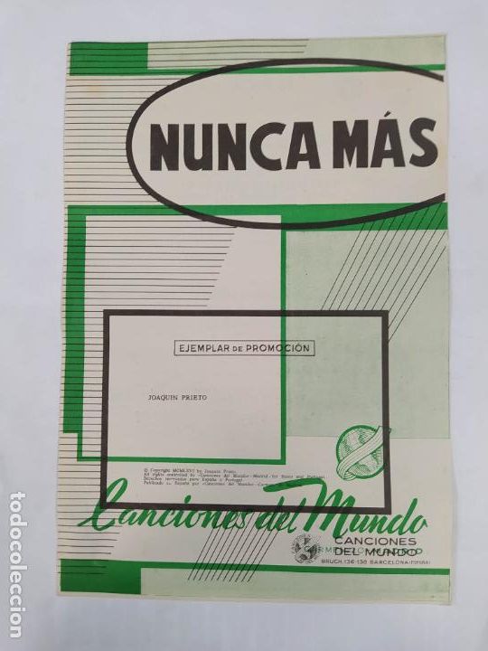 Partituren: PARTITURA NUNCA M&Aacute;S. JOAQU&Iacute;N PRIETO. TDKR33