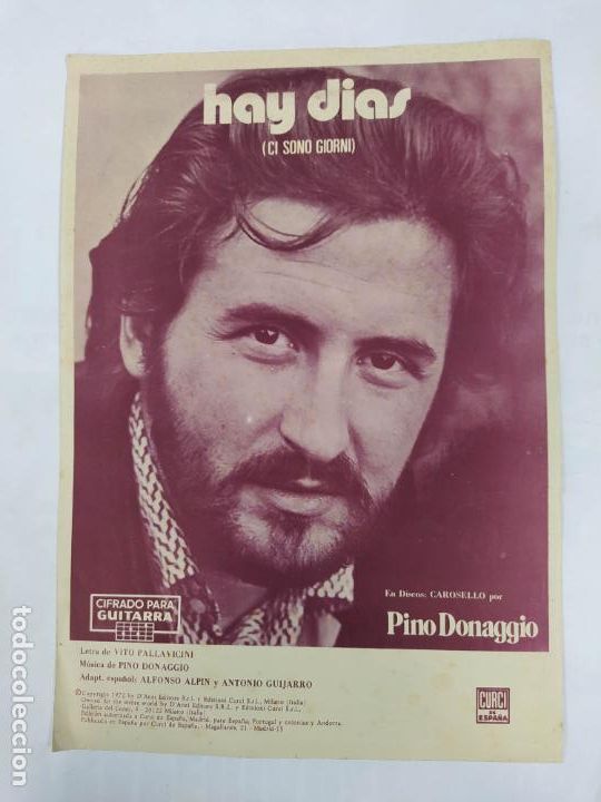 Partiture musicali: PARTITURA HAY D&Iacute;AS. PINO DONAGGIO. TDKR33