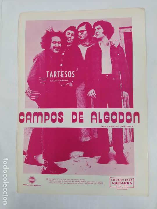 Partiture musicali: PARTITURA CAMPOS DE ALGOD&Oacute;N. TARTESOS. LETRA DE JOSE ROCA. TDKR33