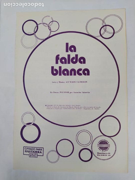 Partiture musicali: PARTITURA LA FALDA BLANCA. ASUNCI&Oacute;N SALMER&Oacute;N. TDKR33