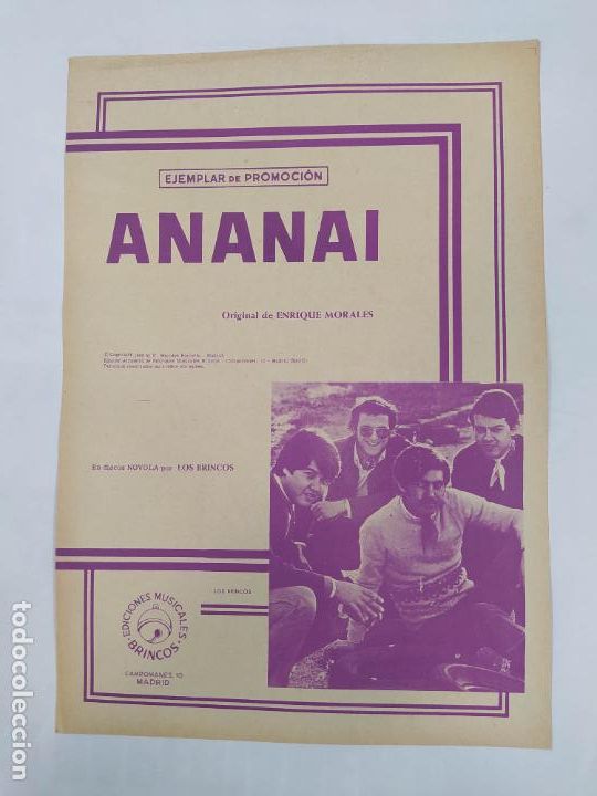 Partiture musicali: PARTITURA ANANAI. ENRIQUE MORALES. LOS BRINCOS. TDKR33