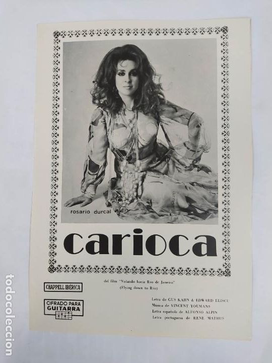 Partiture musicali: PARTITURA CARIOCA. ROSARIO DURCAL. LETRA DE GUS KAHN. TDKR33