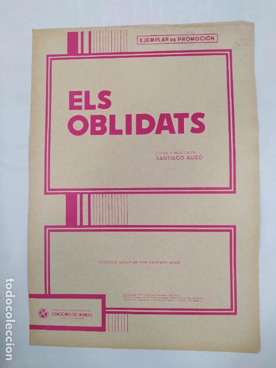 Partiture musicali: PARTITURA ELS OBLIDATS. SANTIAGO AUS&Oacute;. TDKR13