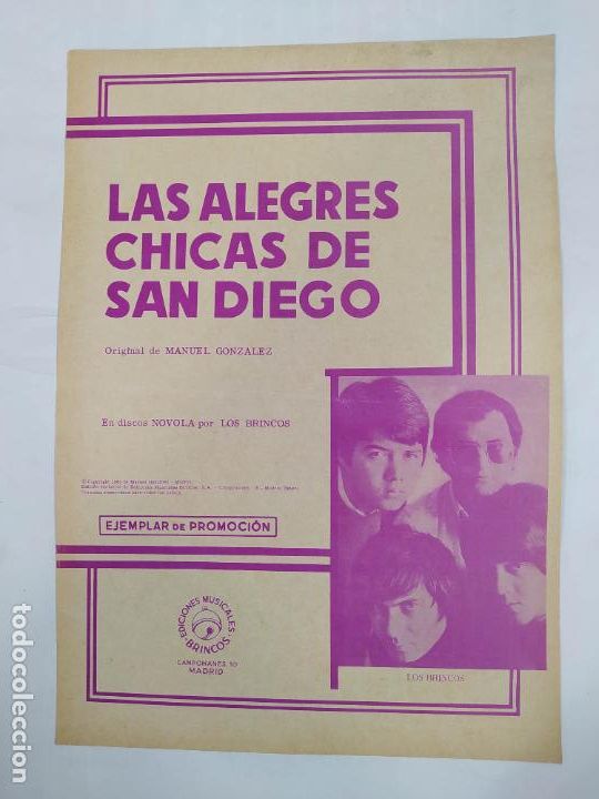 Partiture musicali: PARTITURA LAS ALEGRES CHICAS DE SAN DIEGO. LOS BRINCOS. MANUEL GONZALEZ. TDKR13